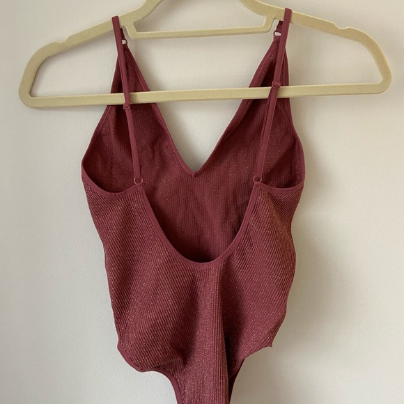 NEW Urban Outfitters, dark coral sparkly body suit - Picture 4 of 5
